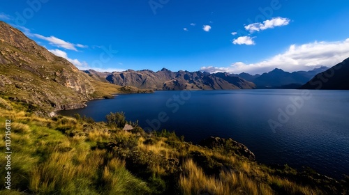 Serene Mountain Lake Landscape in New Zealand