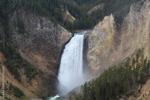 waterfall in the mountains of yellowstone