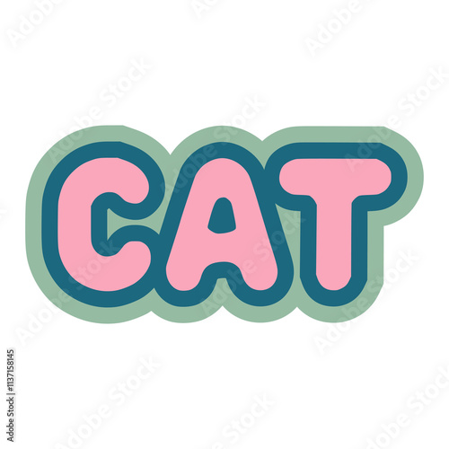 colorful cat sticker trendy lifestyle vector illustration template design photo