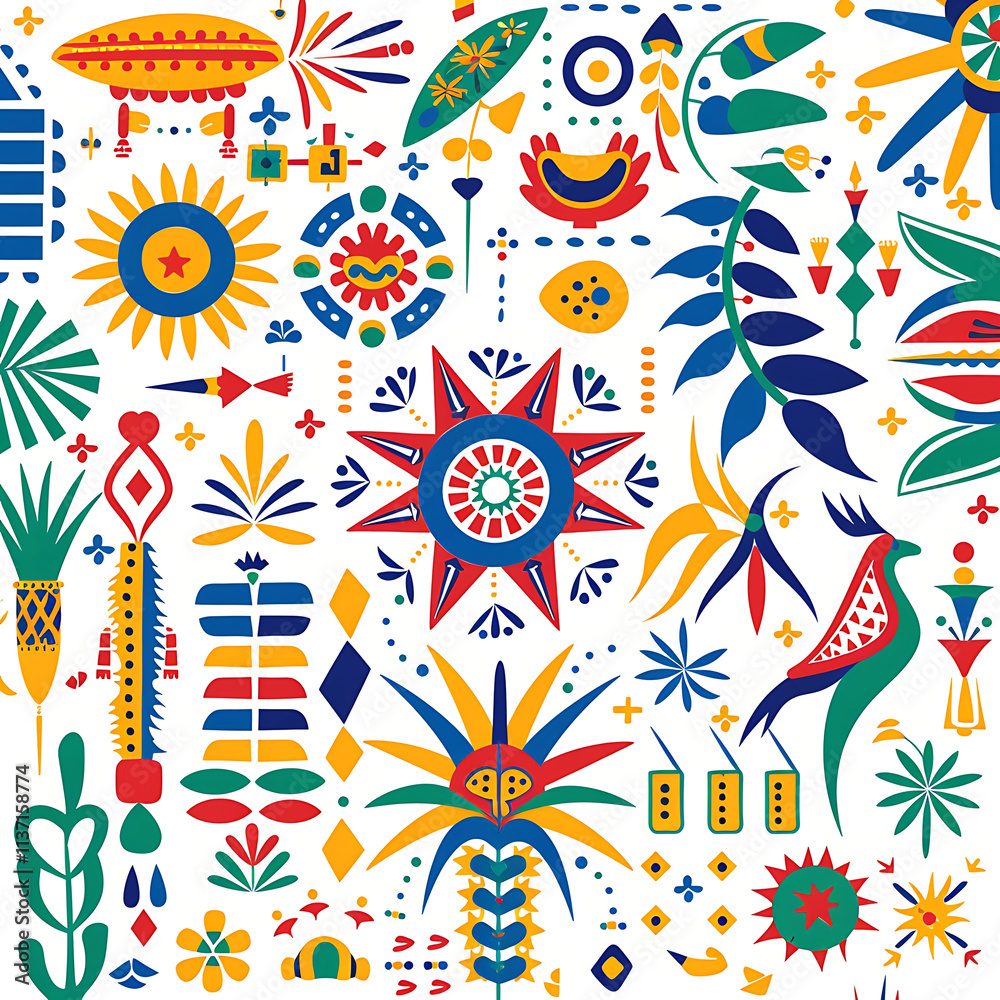 Fototapeta premium Colorful Folk Art Pattern for Creative Projects