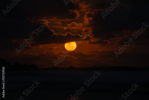 Moonrise from the ocean