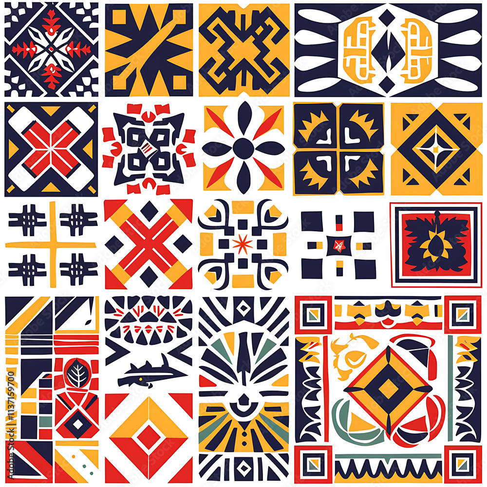 Obraz premium Vibrant Geometric Patterns in Bold Colors