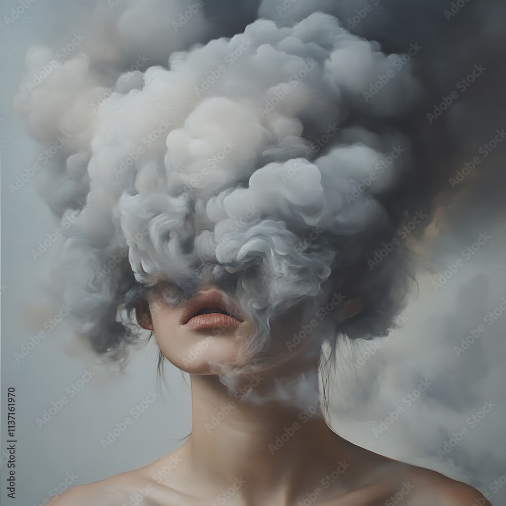 Woman Obscured By A Cloud Of Smoke Woman Obscured By A Cloud Of Smoke