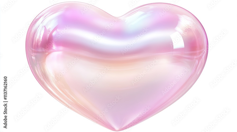 Iridescent Heart Shaped Bubble with Soft Pink Hues and Shiny Surface Iridescent Heart Shaped Bubble with Soft Pink Hues and Shiny Surface