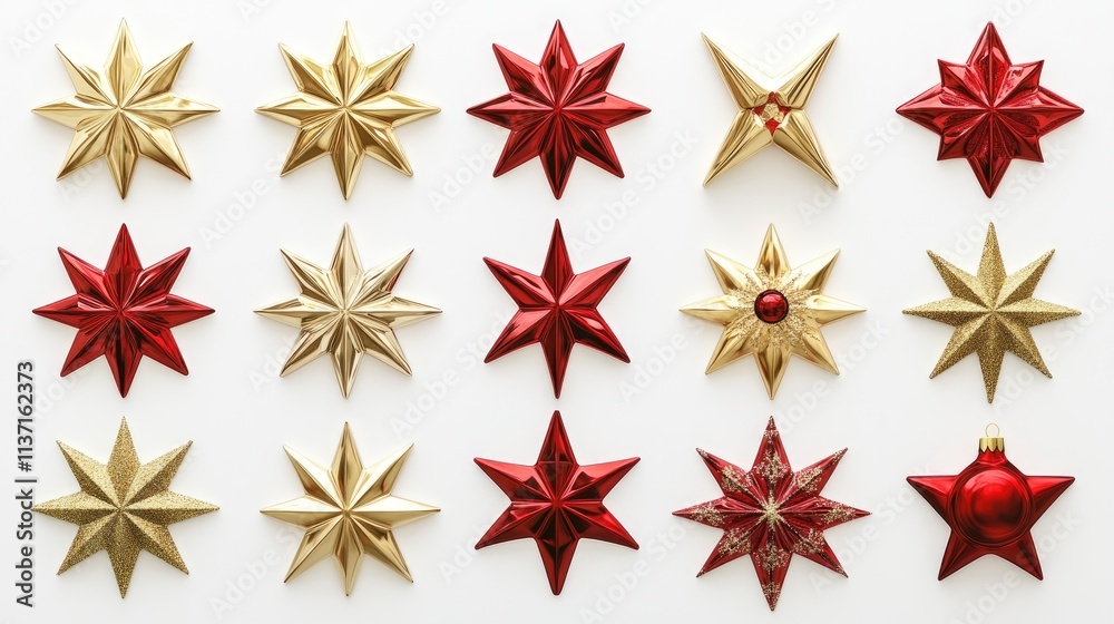 Decorative Christmas Stars in Red and Gold for Holiday Cheer Decorative Christmas Stars in Red and Gold for Holiday Cheer