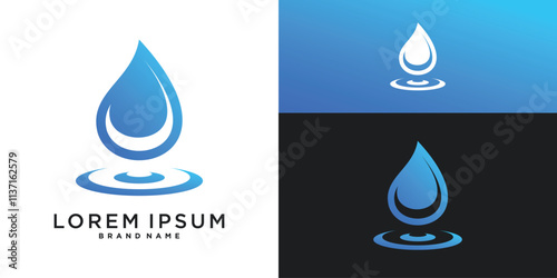 Blue water drop splash logo vector design inspiration