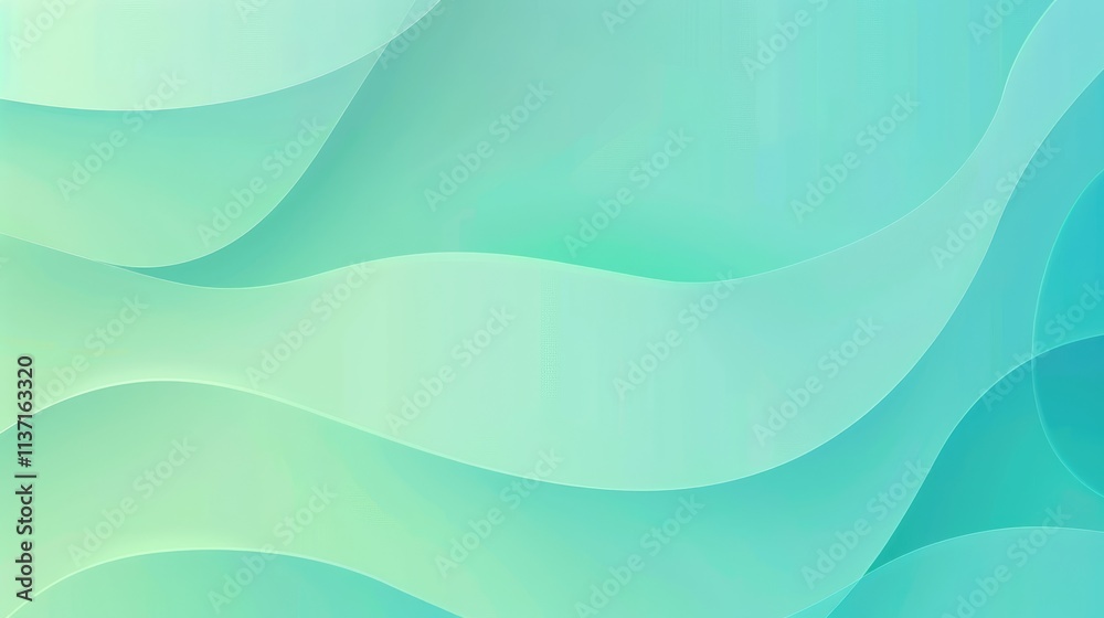 Soft gradient waves in soothing teal and aqua tones create a serene background.