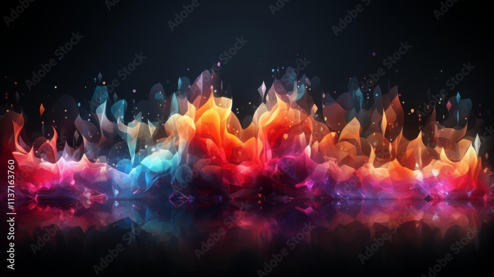 A colorful fire with a blue flame in the middle A colorful fire with a blue flame in the middle