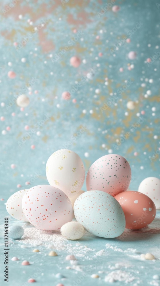 Obraz premium Pastel Easter Eggs: A Delicate Spring Display