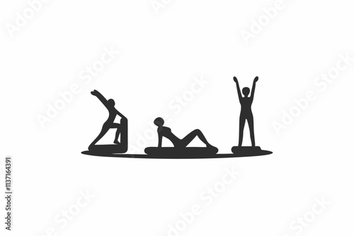 creative gym warm up and cool down stretching pose icon and logo vector illustration  