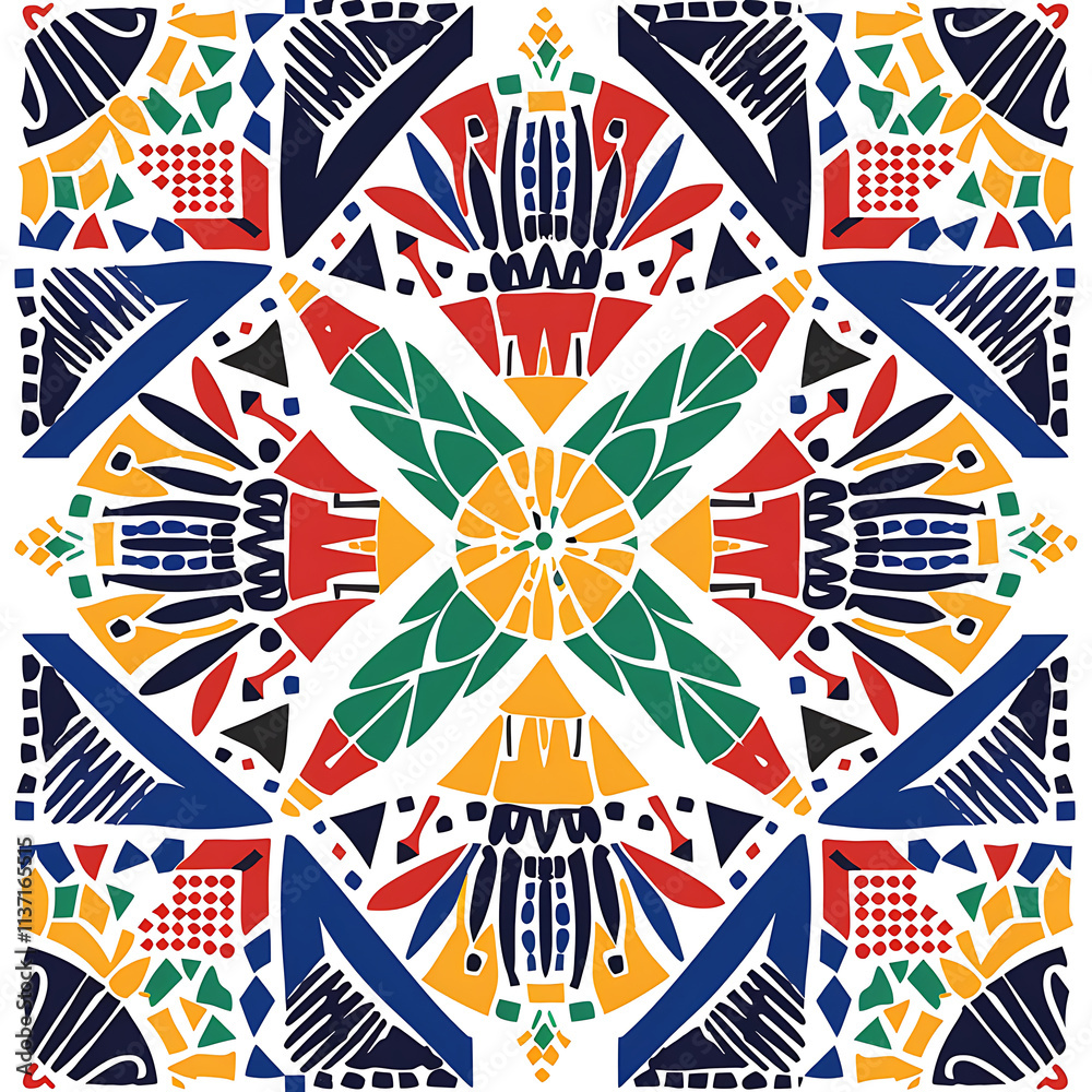 Fototapeta premium Vibrant Geometric Pattern in Bold Colors