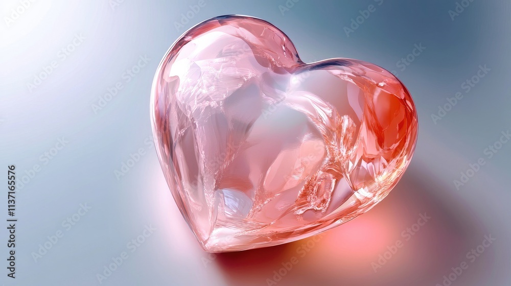 Heart Shaped Crystal Object Glowing in Soft Light Reflection Heart Shaped Crystal Object Glowing in Soft Light Reflection