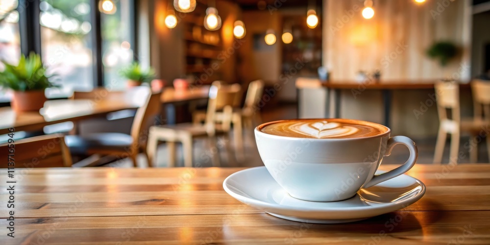 Coffee latte served in a white cup on a wooden table in a cozy cafe, coffee, latte, cafe, table, wooden, drink, beverage, frothy Coffee latte served in a white cup on a wooden table in a cozy cafe, coffee, latte, cafe, table, wooden, drink, beverage, frothy