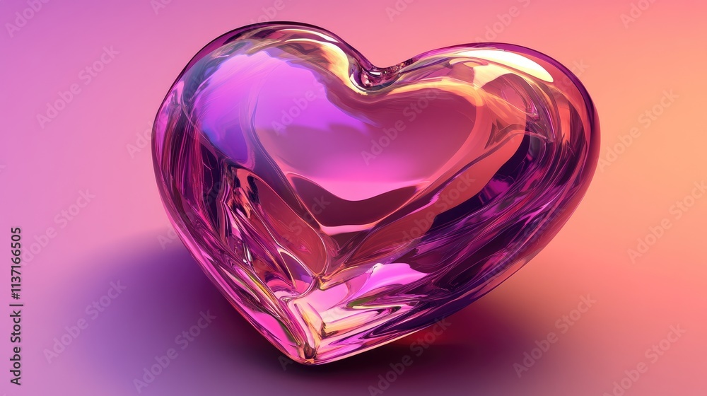 Colorful Heart-Shaped Glass Crystal on Soft Gradient Background Colorful Heart-Shaped Glass Crystal on Soft Gradient Background