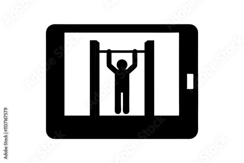 creative gym pull up bar icon and logo vector illustration  