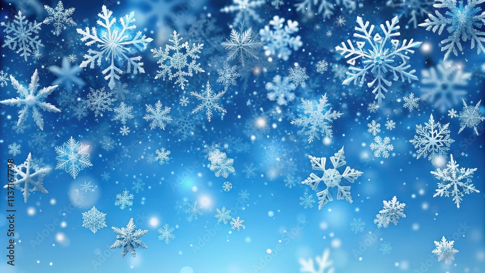 Snowflakes gently falling from a clear blue sky, creating a winter wonderland scene, snowflakes, falling, blue sky, winter wonderland Snowflakes gently falling from a clear blue sky, creating a winter wonderland scene, snowflakes, falling, blue sky, winter wonderland
