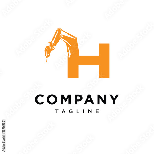 Letter H Hammer excavator Logo Icon Vector