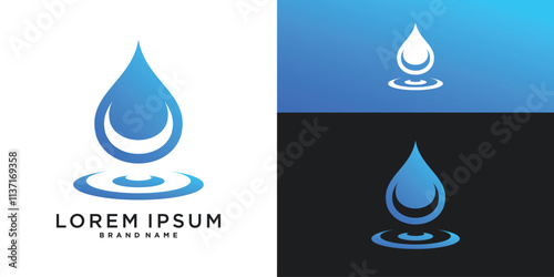 Blue water drop splash logo vector design inspiration