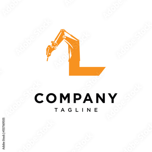 Letter L Hammer excavator Logo Icon Vector