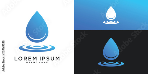 Blue water drop splash logo vector design inspiration