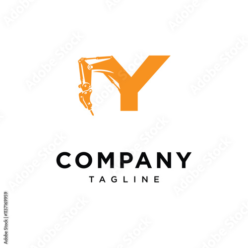 Letter Y Hammer excavator Logo Icon Vector