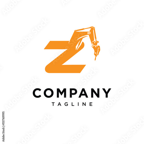 Letter Z Hammer excavator Logo Icon Vector