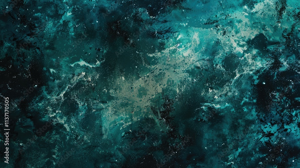 Fototapeta premium Abstract cosmic artwork featuring dark teal and light hues, evoking a sense of depth and mystery.