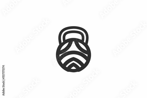 creative gym kettlebell icon and logo vector illustration