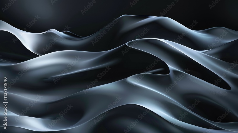 Obraz premium Abstract representation of flowing waves with smooth textures and dark tones.