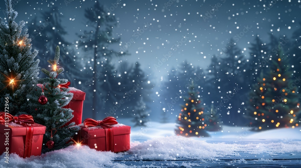 Christmas and New Year's gift scene with Generative AI technology Christmas and New Year's gift scene with Generative AI technology