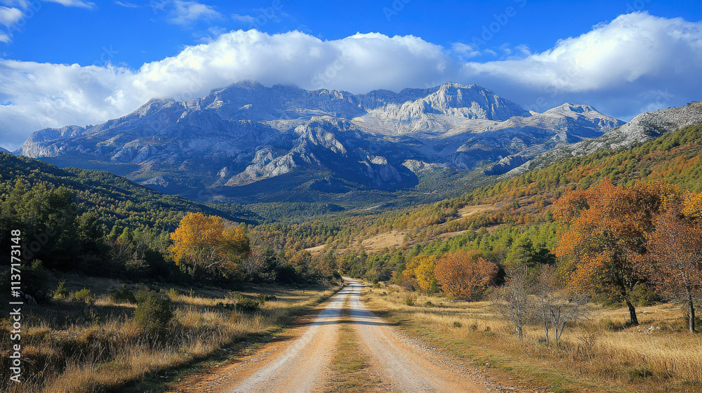 Fototapeta premium Landscape with road and mountains