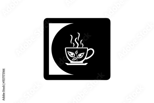 creative herbal tea cup icon and logo vector illustration