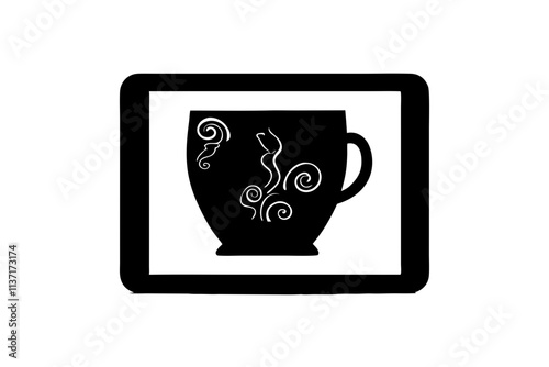 creative herbal tea cup icon and logo vector illustration