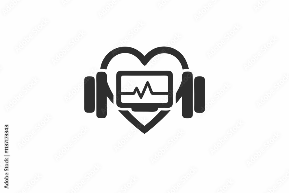 creative gym heart monitor icon and logo vector illustration creative gym heart monitor icon and logo vector illustration