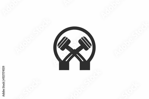 creative gym hammer strength machine icon and logo vector illustration