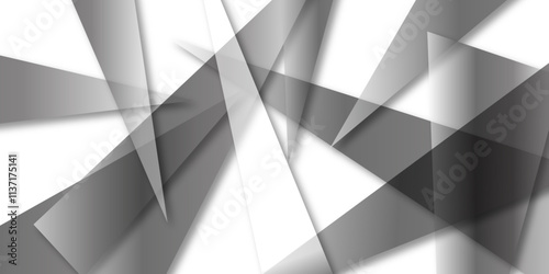Abstract background with liens and triangles shape on white background. White and grey geometric overlapping rectangle pattern Geometric background soft shadows as patten ..White polygon textured .	
