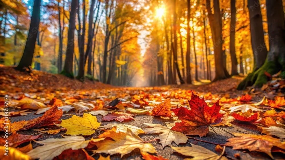 Vibrant autumn leaves scattered on the ground in a forest , Fall, foliage, seasonal, nature, outdoor, colorful, woods, trees Vibrant autumn leaves scattered on the ground in a forest , Fall, foliage, seasonal, nature, outdoor, colorful, woods, trees