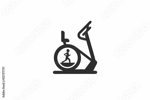 creative gym elliptical trainer icon and logo vector illustration
