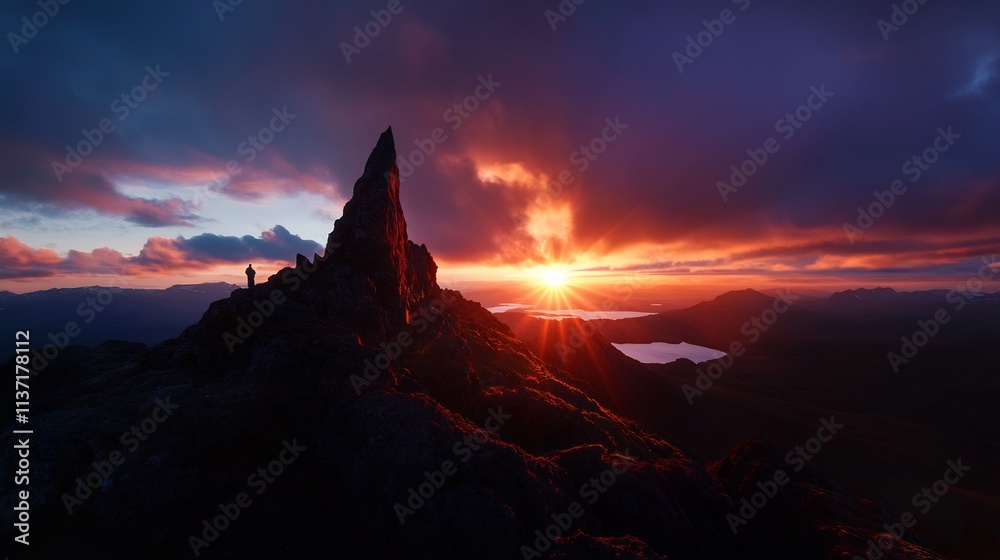 Fototapeta premium Majestic Sunrise Over Mountain Peak