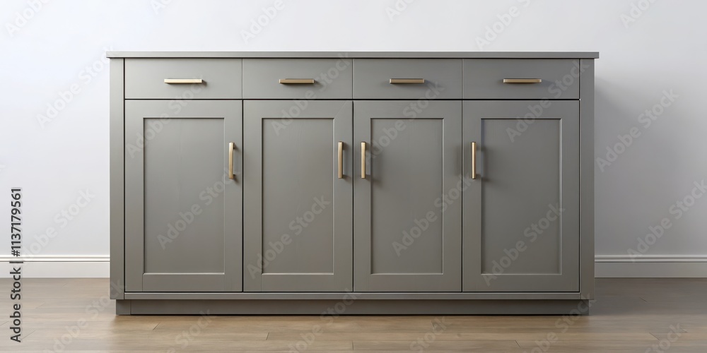 Grey cabinet with three doors and three drawers, furniture, storage, organization, home decor Grey cabinet with three doors and three drawers, furniture, storage, organization, home decor