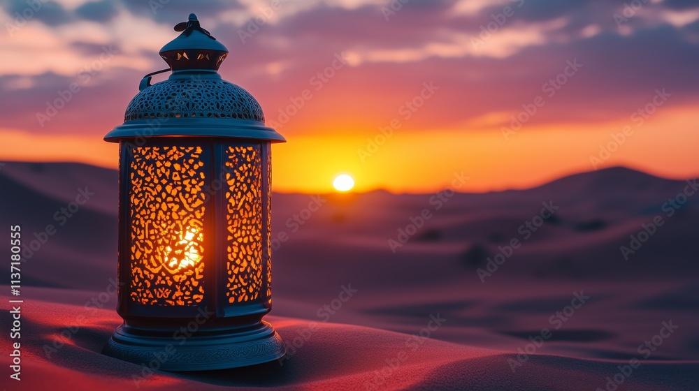 Eid Mubarak and Ramadan Kareem greetings with an Islamic lantern, mosque, and Eid al-Fitr background with a moon and clouds Eid Mubarak and Ramadan Kareem greetings with an Islamic lantern, mosque, and Eid al-Fitr background with a moon and clouds