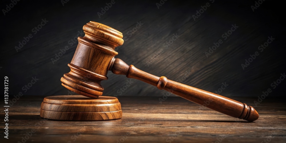 Broken wooden gavel on a dark background , shattered, splintered, damaged, legal system, judgment, court, law, justice, broken Broken wooden gavel on a dark background , shattered, splintered, damaged, legal system, judgment, court, law, justice, broken