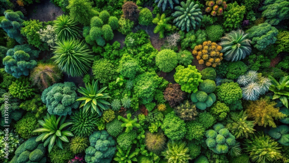 A collection of lush plants and trees viewed from above on a background, foliage, greenery, botanical, nature, garden, top view A collection of lush plants and trees viewed from above on a background, foliage, greenery, botanical, nature, garden, top view