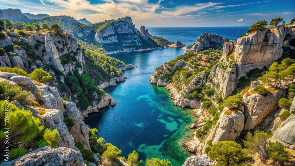 Breath-taking views of Parc National des Calanques in France , Mediterranean Sea Breath-taking views of Parc National des Calanques in France , Mediterranean Sea