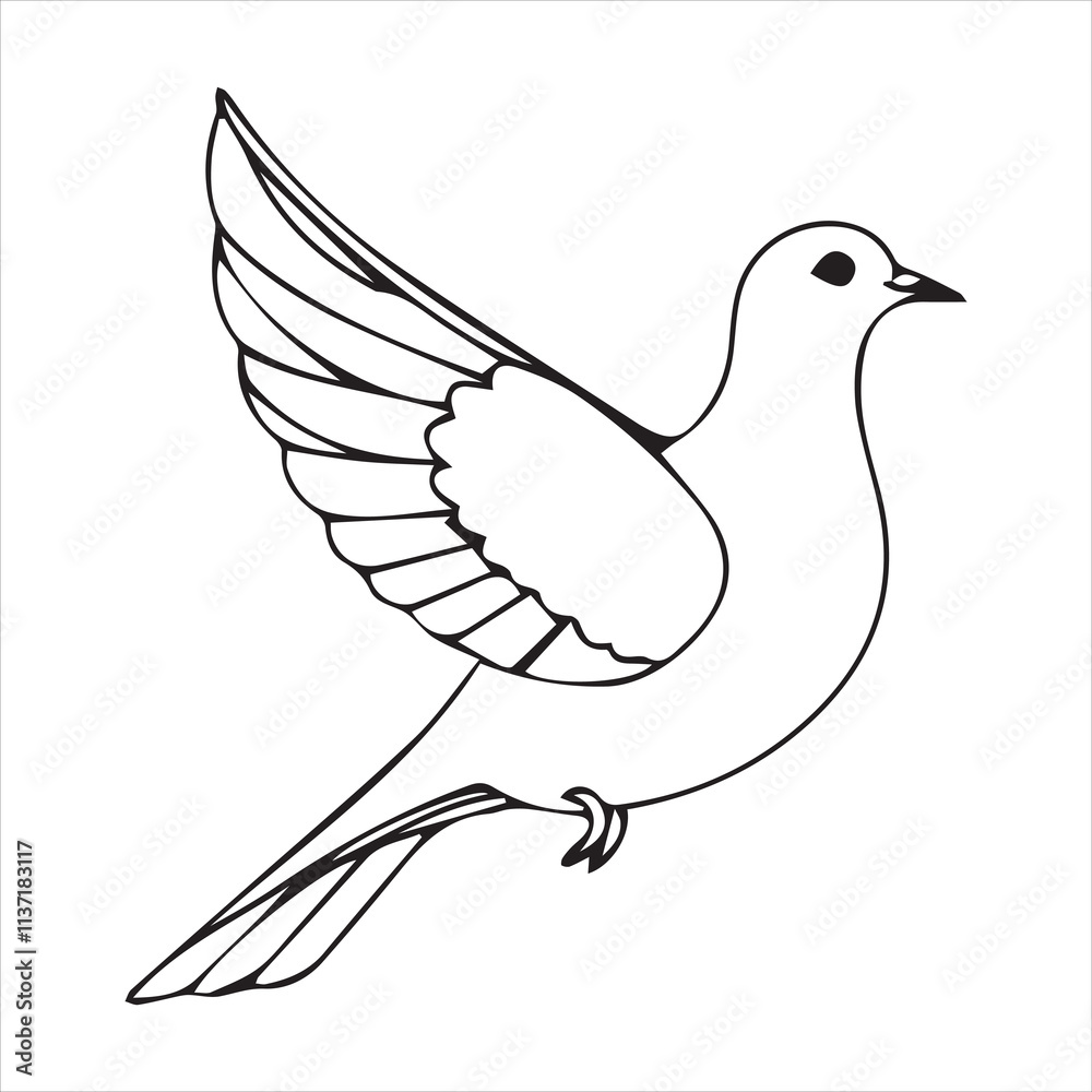 Dove silhouette line art illustration. Dove silhouette line art illustration.