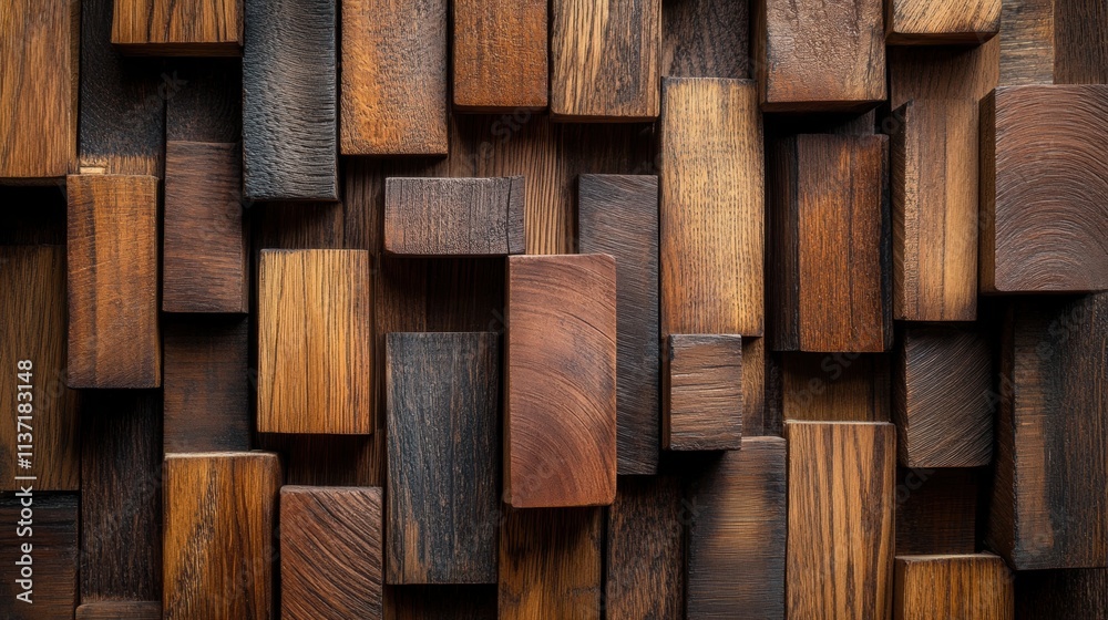 Abstract Dark Wood Blocks Texture
