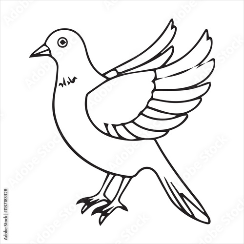  Dove silhouette line art illustration.