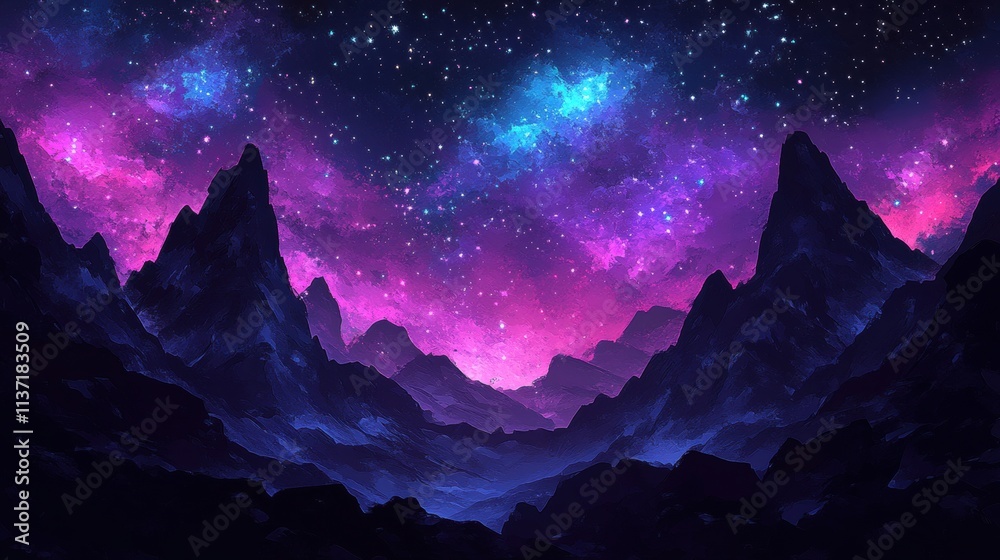 Cosmic Mountain Range at Night Cosmic Mountain Range at Night