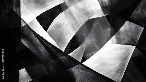 Abstract Black and White Textile Art Composition