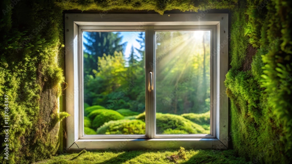Glass window with moss-colored surface reflecting sunlight , glass, window, surface, moss, color, sunlight, reflection Glass window with moss-colored surface reflecting sunlight , glass, window, surface, moss, color, sunlight, reflection